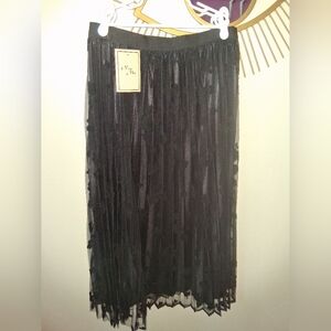 Black Asymmetrical Embellished Midi Pencil Skirt